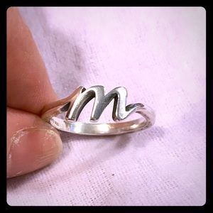 James Avery initial script “M” ring size 7